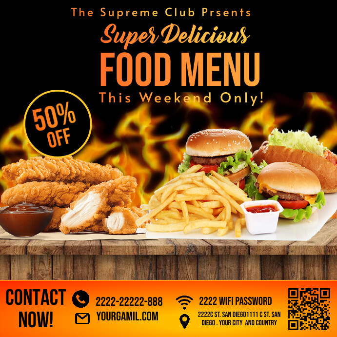 Restaurant Menu Instagram Post template