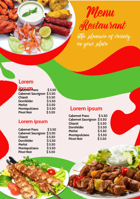 restaurant menu A4 template