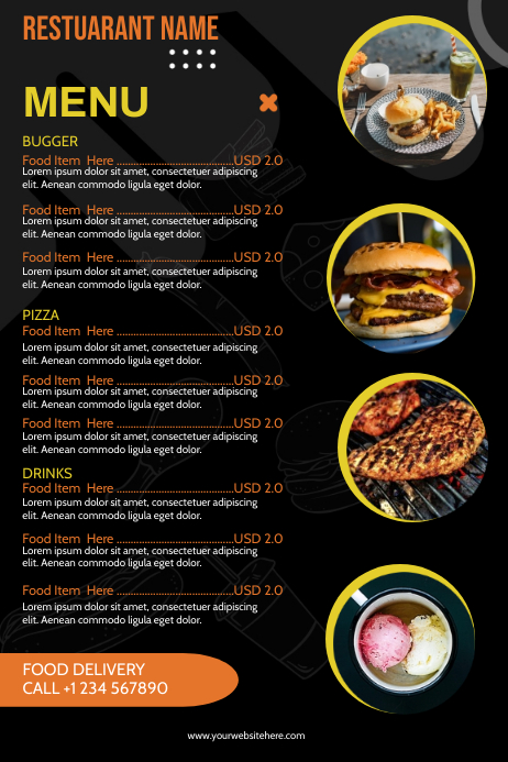 restaurant menu digital display Template | PosterMyWall