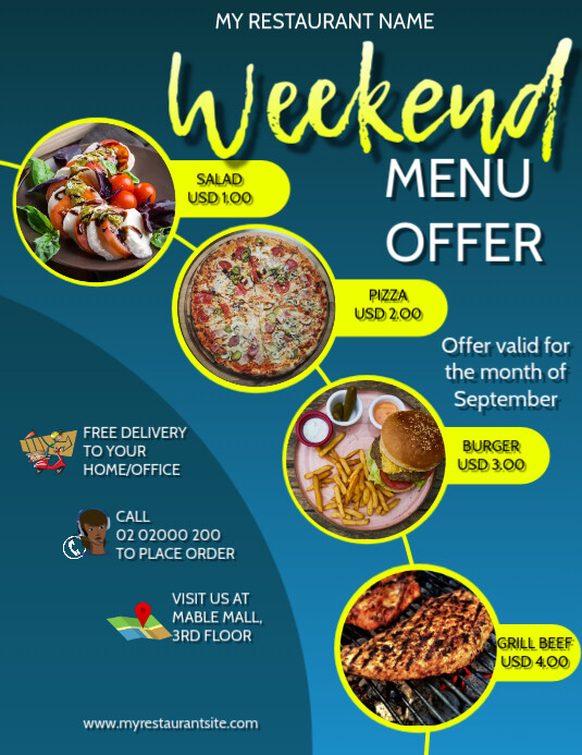 Restaurant Menu Flyer Ulotka (US Letter) template