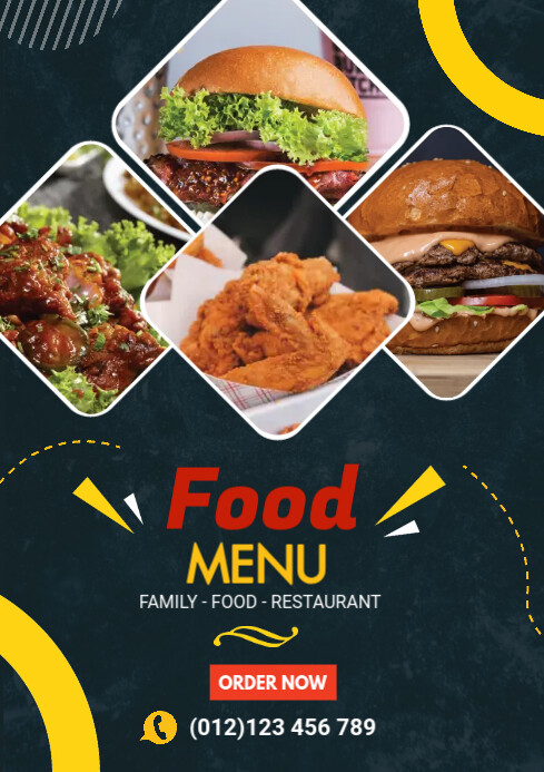 Restaurant menu flyer A4 template
