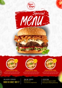 Biały Food Menu A4 Template