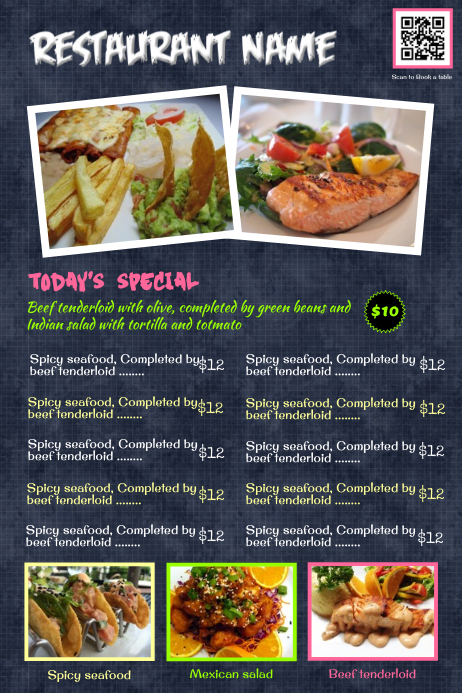 Restaurant Menu Flyers Chalkboard Background With Images Template Postermywall