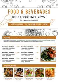 Restaurant Menu Flyer Template A4