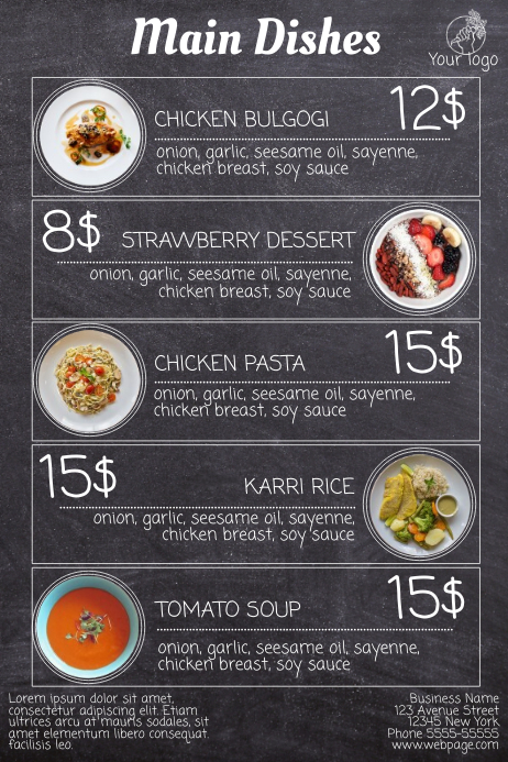 Restaurant Menu Template Postermywall