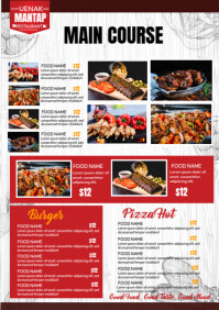 Realistic Food Menu Main course A4 Template | PosterMyWall