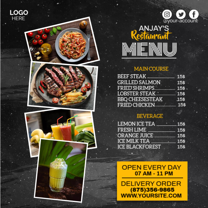 Restaurant Menu Offer Template | PosterMyWall