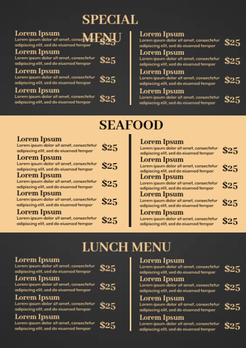 Menu Poster Layout Examples Restaurant Menu Poster Template | PosterMyWall