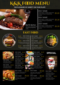 Restaurant menu poster A4 template