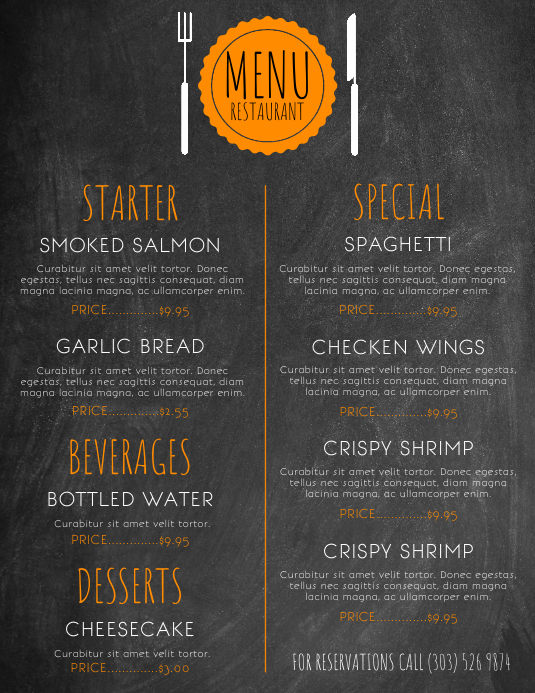 Restaurant Menu Flyer Template | PosterMyWall