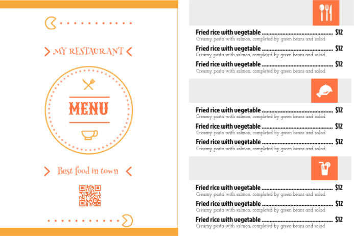Plantilla De Menu De Restaurante Naranja Ver 2 Excelente Para Restaurante De Mariscos Postermywall
