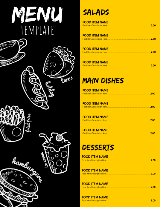 Restaurant Menu Template Iflaya (Incwadi ye-US)