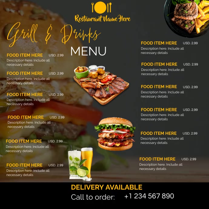 restaurant menu video Template | PosterMyWall