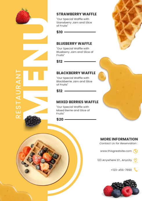 Restaurant Menu Waffle Template | PosterMyWall