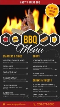 Restaurant menu with black background Display digitale (9:16) template