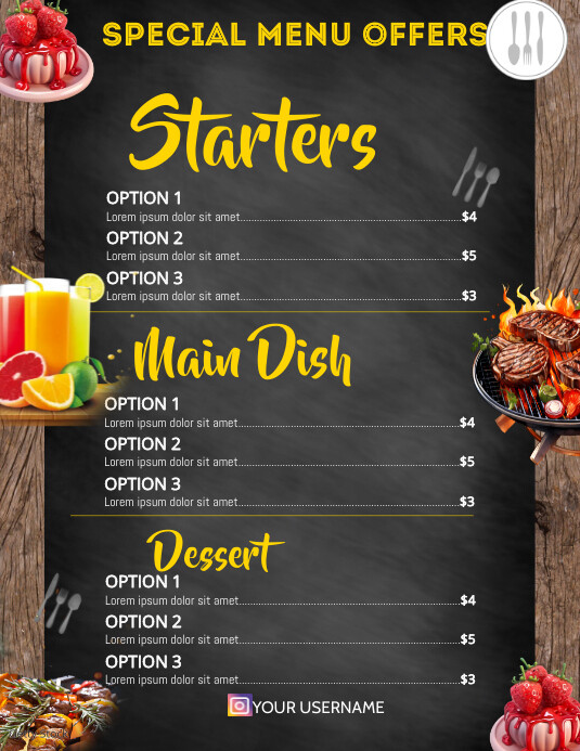 Restaurant menus Flyer (US Letter) template