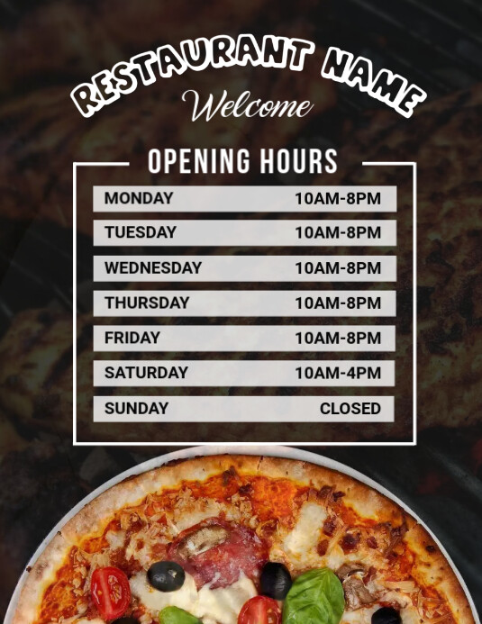 Restaurant Operating Hours Restaurant Opening Hours Template | PosterMyWall
