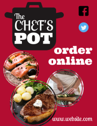 Restaurant order online Pamflet (Letter AS) template