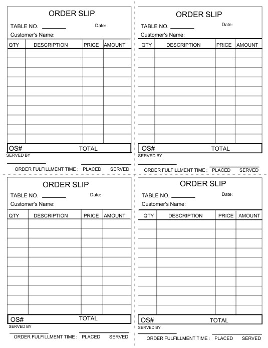 Restaurant Order Slip Template | PosterMyWall