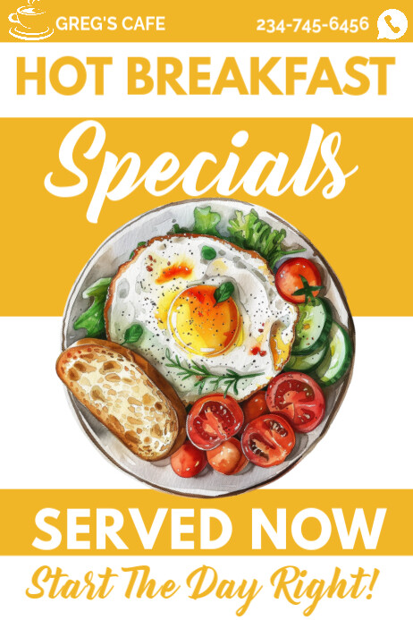 Restaurant Poster - Food Flyer - Breakfast Specials Template | PosterMyWall