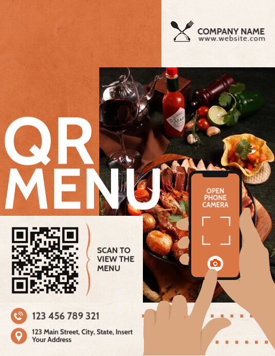Copy of restaurant qr menu scan | PosterMyWall
