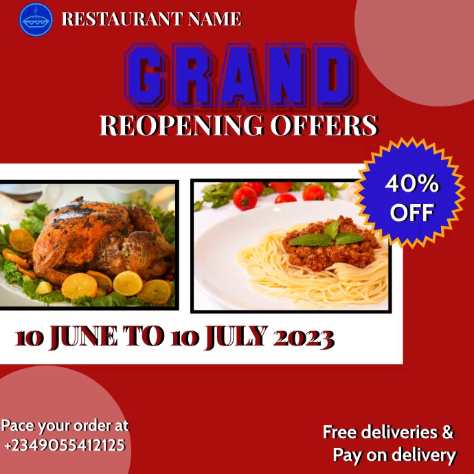 Restaurant reopening offers Template | PosterMyWall