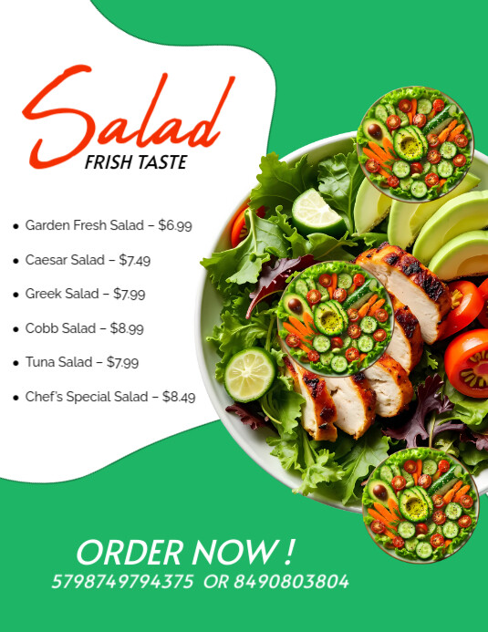 Restaurant Salad Menu Modelo | PosterMyWall