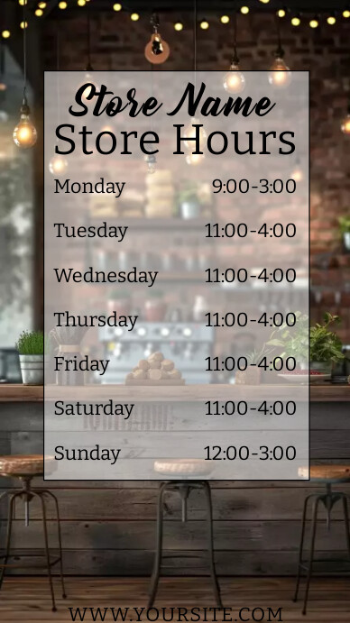 Restaurant Operating Hours restaurant Store Hours of Work Digital Displa Template | PosterMyWall