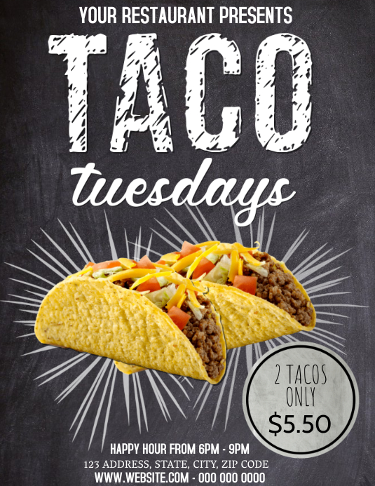 Restaurant Taco Tuesday Flyer template Рекламная листовка (US Letter)