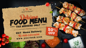 Bruin Food Menu Promotion Twitter-opslag Template