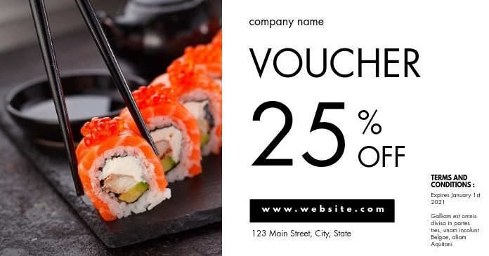 restaurant voucher design template Imagem partilhada do Facebook