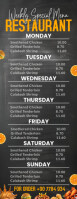 Restaurant Weekly Food Menu Template Design Half Page Letter