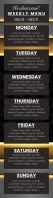 Restaurant weekly food menu template Breiter Wolkenkratzer