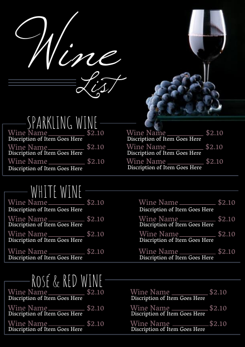 Restaurant Wine List Menu Flyer Template PosterMyWall restaurant-wine-list-menu-flyer-template-postermywall