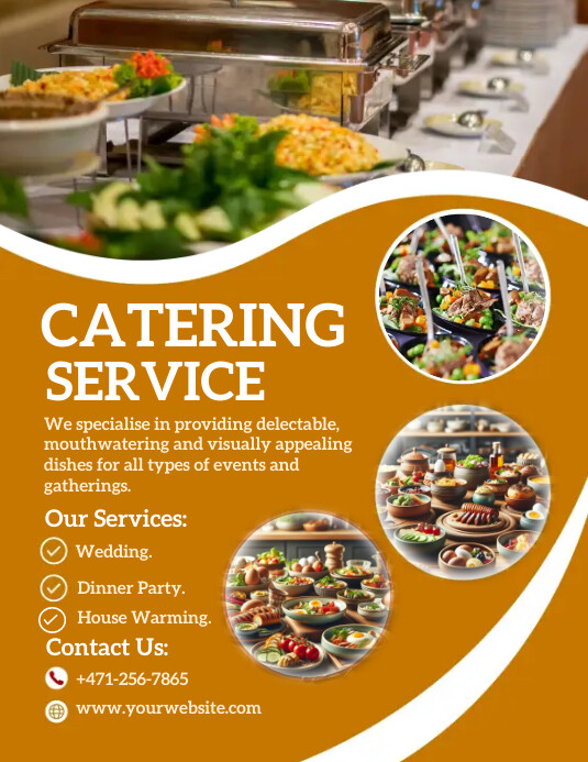 Restaurants Catering Service Flyer Template Løbeseddel (US Letter)