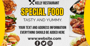 White Restaurant Promotion Facebook Event Cover Template