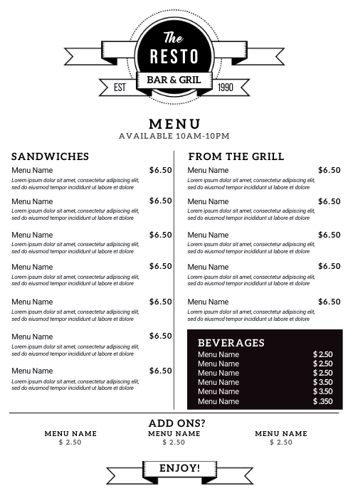 Copy of Resto-Bar Menu & Restaurant Branding | PosterMyWall