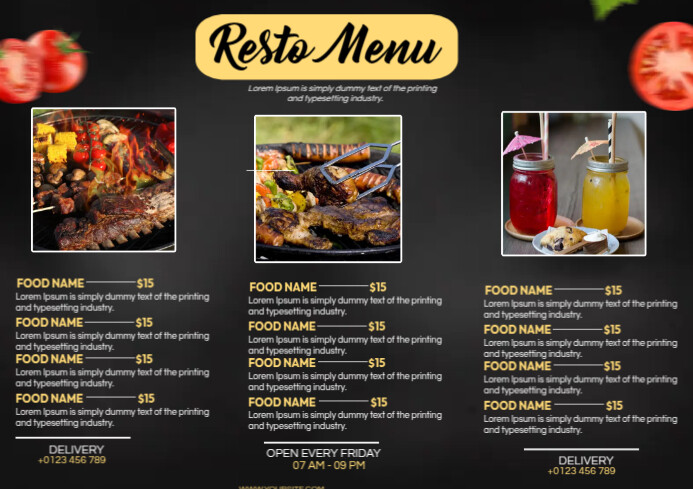 Resto Food Menu Template | PosterMyWall
