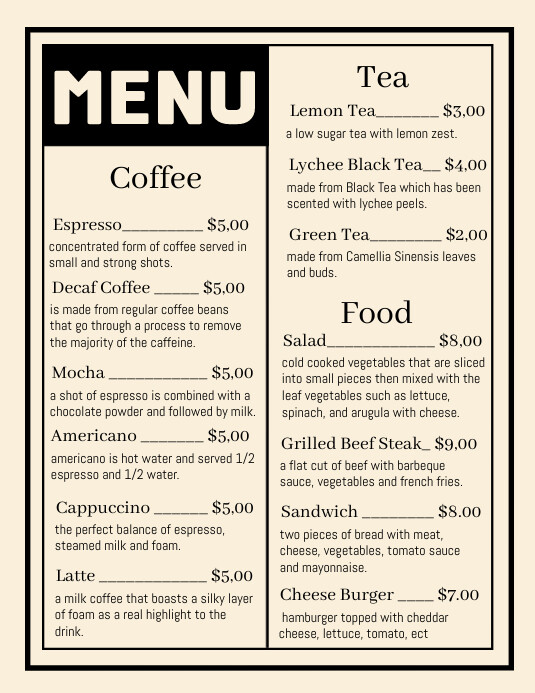 Restored Menu Template Resto Menu Template | PosterMyWall