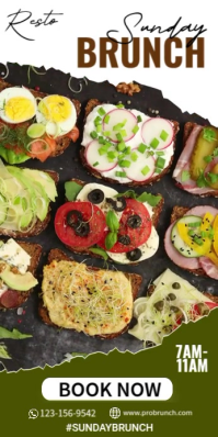 Resto Sunday Brunch ป้ายโรลอัป 3' × 6' template