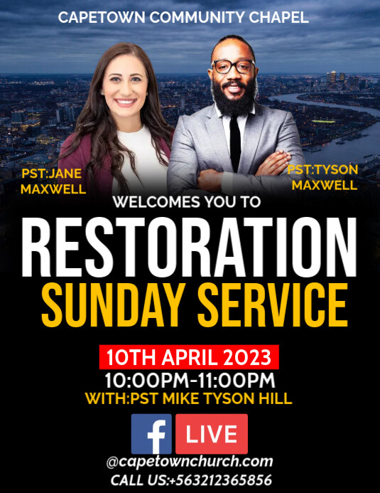 restoration sunday service poster Template PosterMyWall