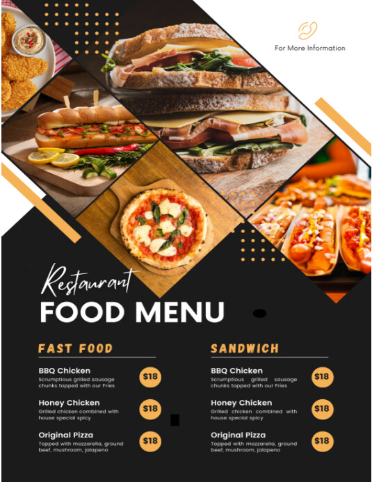 resturant food menu flyer Template | PosterMyWall