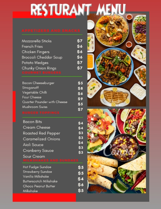 RESTURANT MENU Template | PosterMyWall