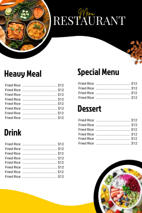 Resturant menu flyer template Poster