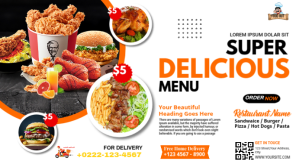 Putih Restaurant Menu Promotion Digitalt display Template