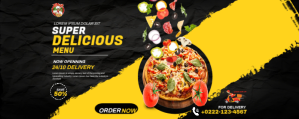 Noir resturent flyer template Twitch Profile Banner