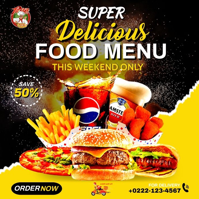 resturent flyer template Quadrat (1:1)