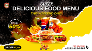 Hitam Food Menu Promotion Twitter Post Template