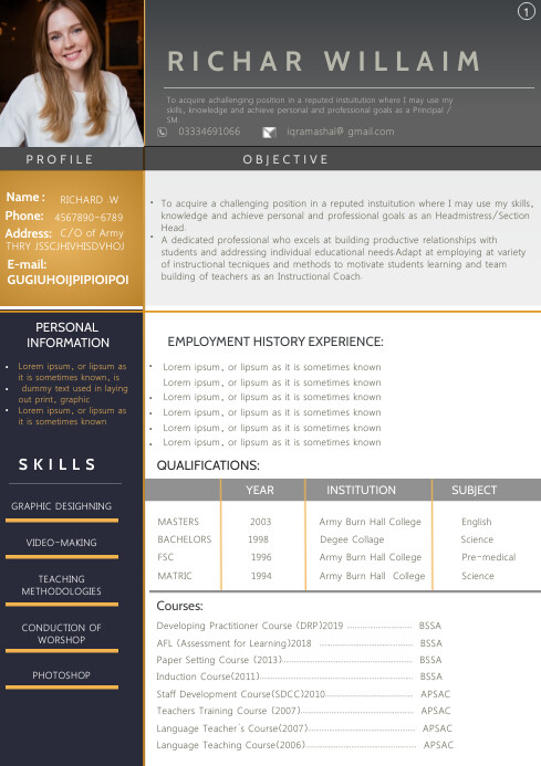 resume, Creative resume A4 template