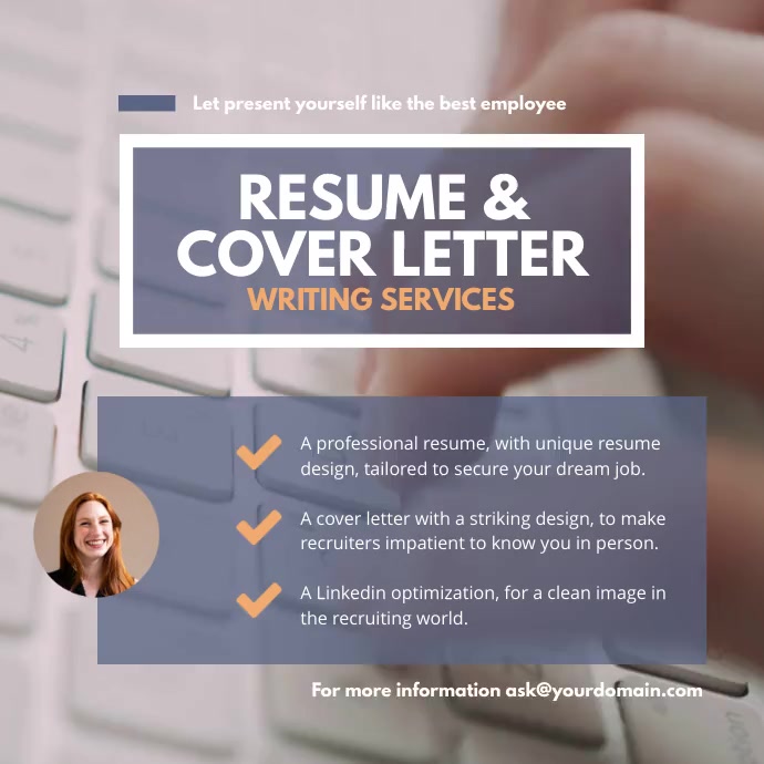 Resume cover letter writing service Instagram 帖子 template